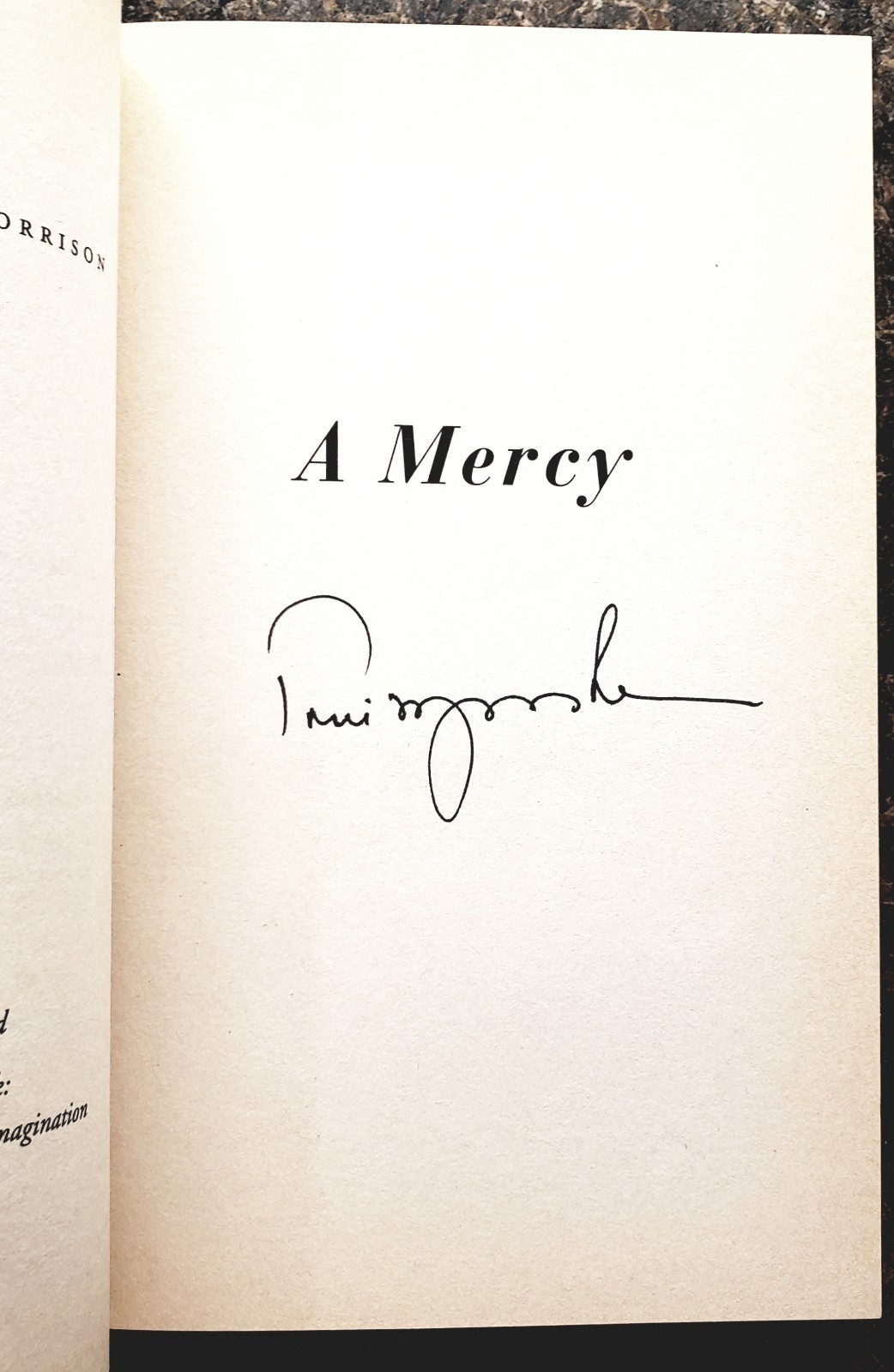 Signed Toni Morrison A Mercy. First Edition Soft Cover Alfred A. Knopf