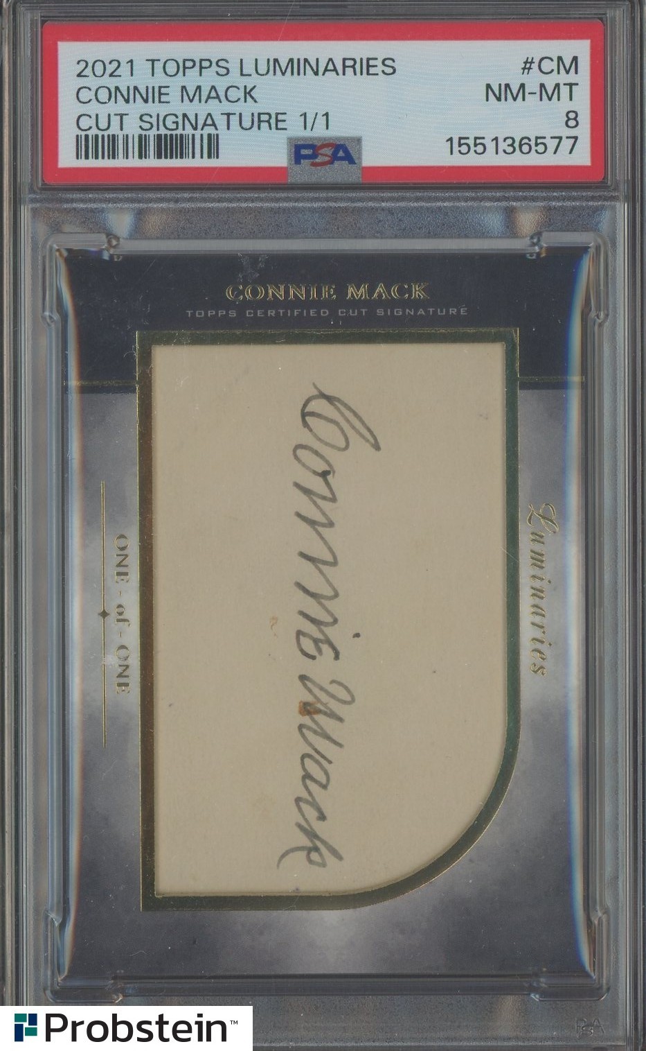 2021 Topps Luminaries Connie Mack Cut AUTO 1/1 PSA 8 NM-MT