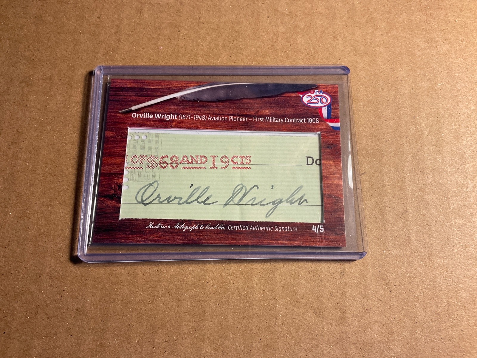 2025 Historic Autographs 250th Military Part 1 Orville Wright Signature 4/5
