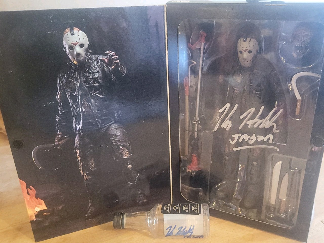 Kane Hodder Neca Jason Voorhees Pt 7 Friday 13th  and Signed (Empty) Jack Daniel