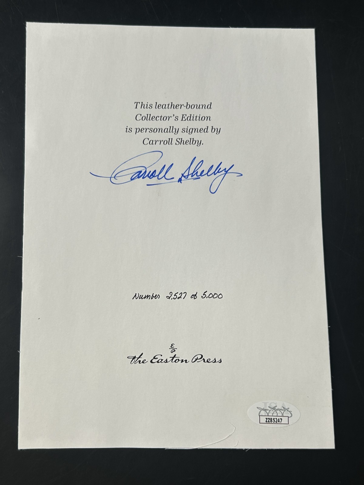 Carroll Shelby Signed 6x9 Collector's Edition Print AUTO JSA LOA