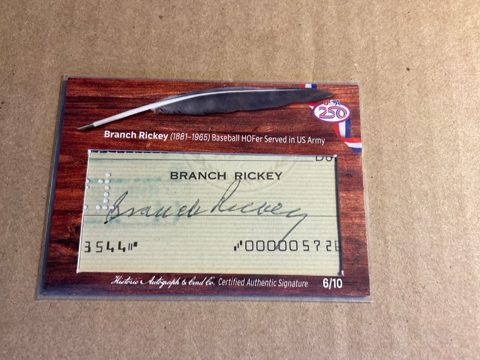 2026 Historic Autographs America’s 250th Military Part 2 Branch Rickey Autograph