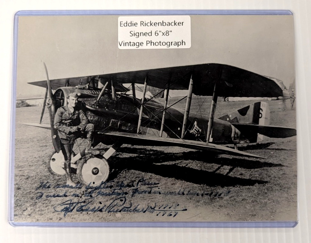 EDDIE RICKENBACKER Signed 6"x8" Vintage Photograph