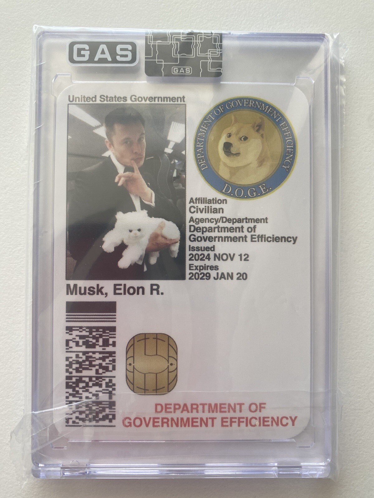 Open Edition Elon Musk D.O.G.E. GAS ID Card Department Of Government Efficiency