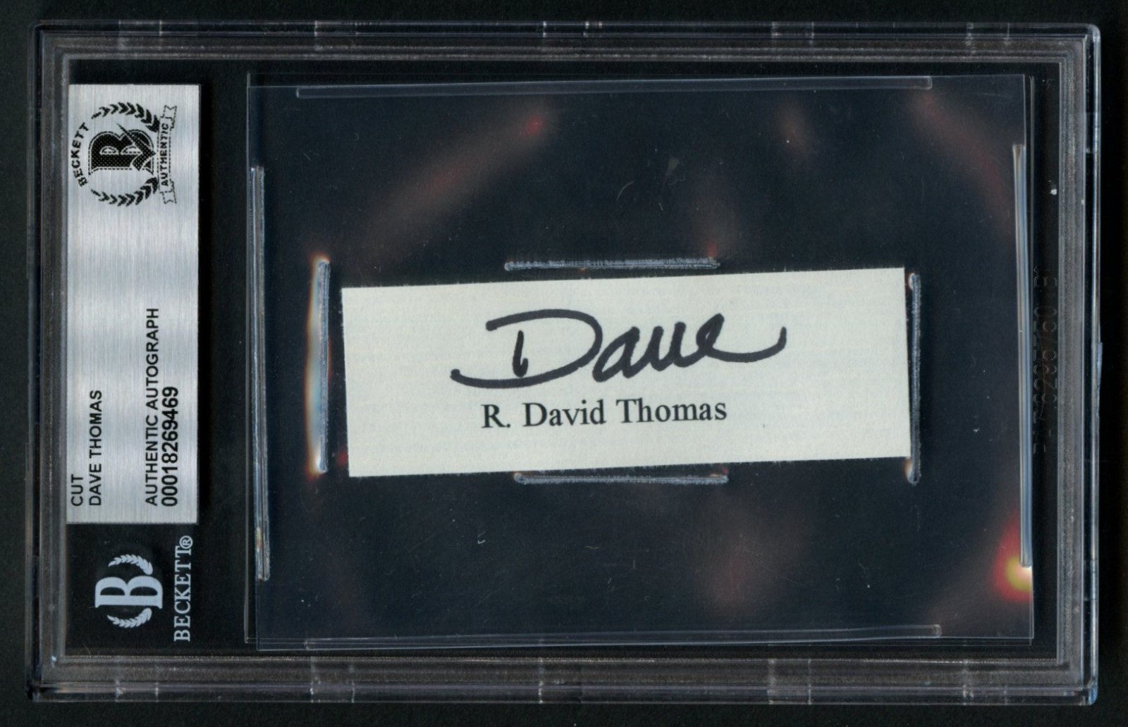 Dave Thomas d2002 signed autograph auto 1x2.5 cut CEO Wendy's BAS Slabbed