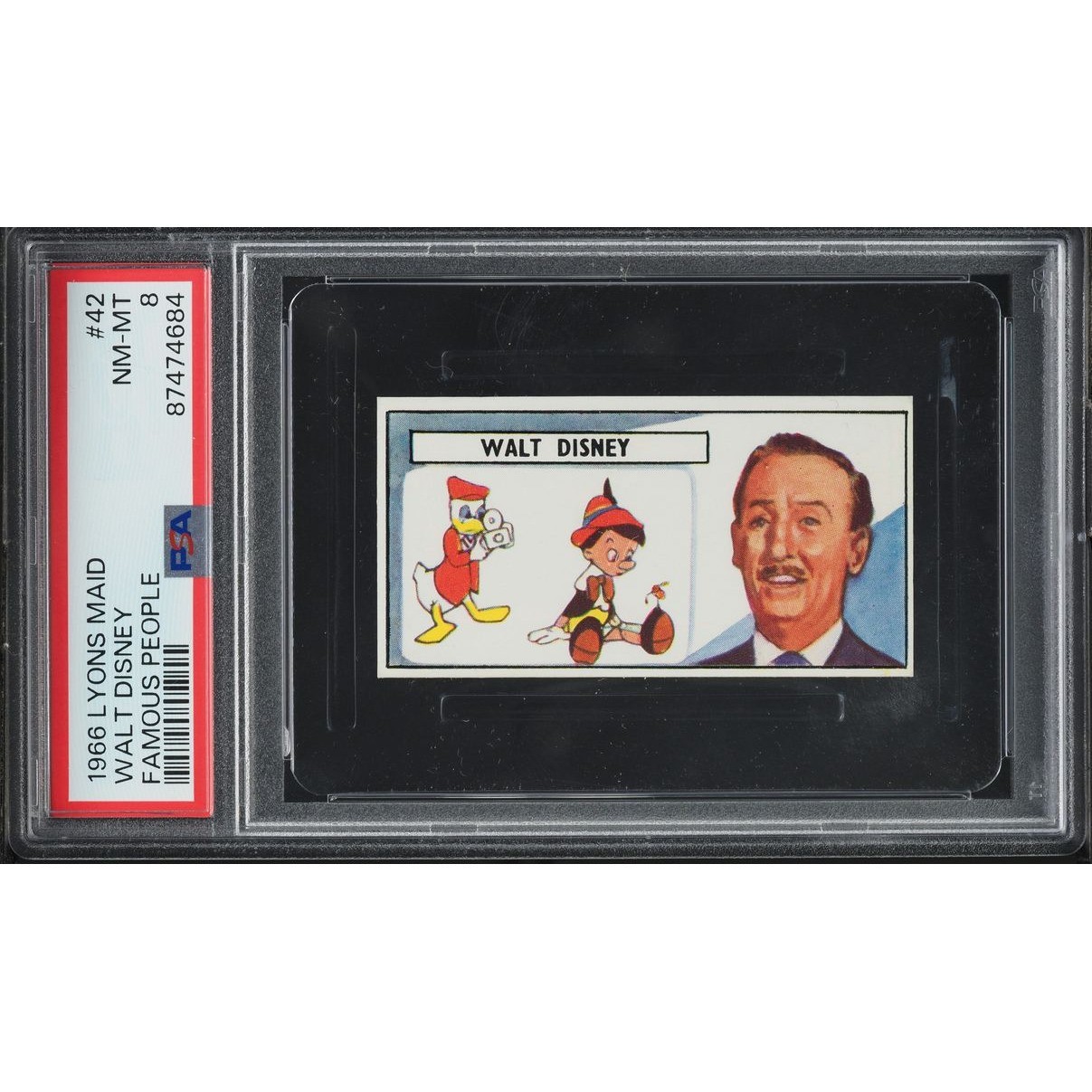 1966 Lyons Maid Famous People #42 Walt Disney Ice Cream Card PSA 8 NM-MT  Iconic