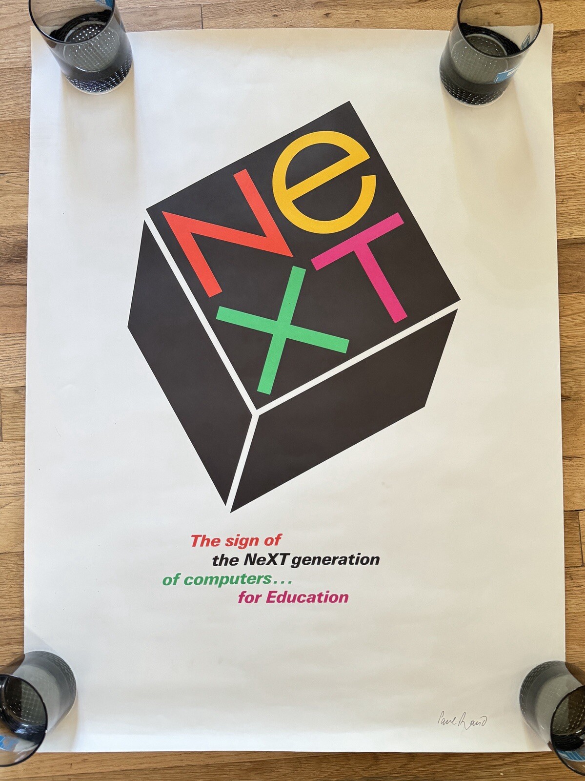 Original APPLE Next Lithograph Artwork 30" X 22" PAUL RAND SIGNED EXC Steve Jobs