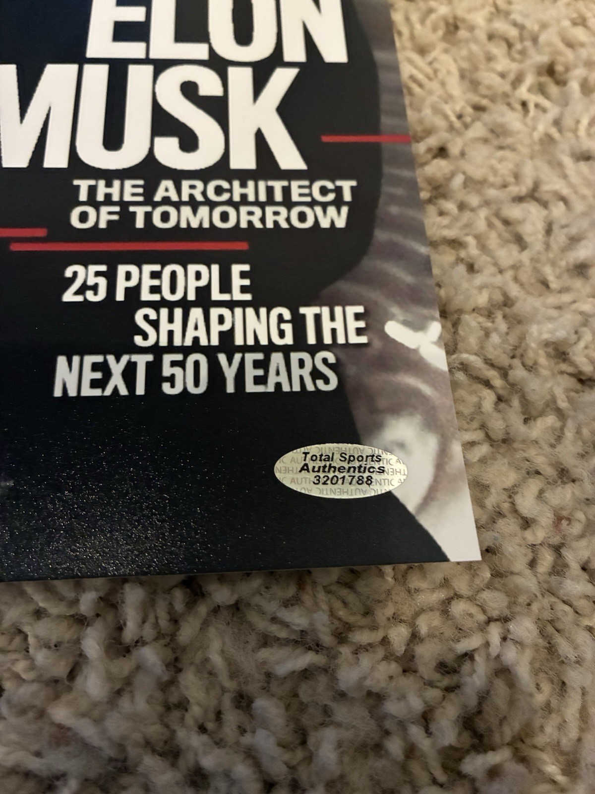 Elon Musk Signed 8x10 Magazine Cover With COA