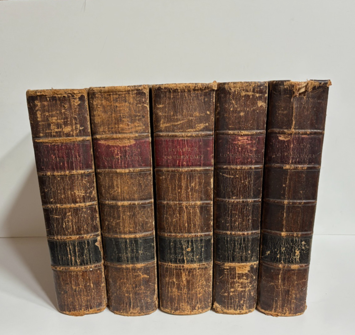 1827 HOLY BIBLE Old & New Testaments Thomas Scott Vol. 1-5 Complete Antique Book