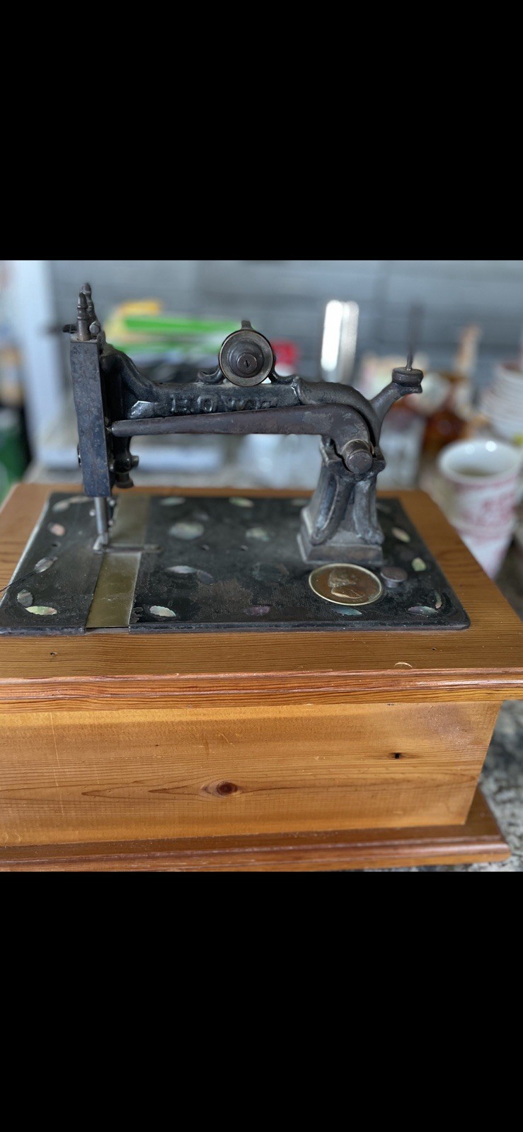 Antique 1800s Rare Elias Howe Decorated MOTHER OF PEARL Sewing Machine