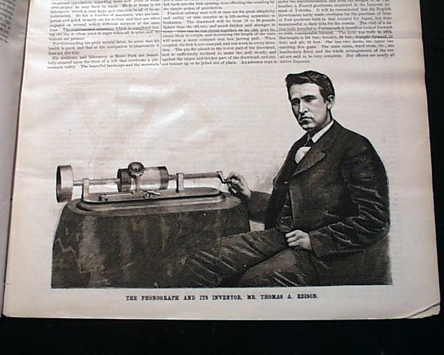 THOMAS ALVA EDISON Inventor & the PHONOGRAPH Invention PRINT 1878 Newspaper