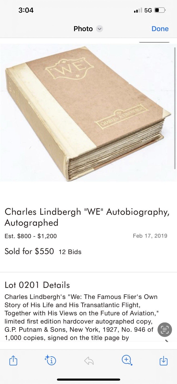 “WE” First autograph edition by Charles Lindbergh also signed by Publisher