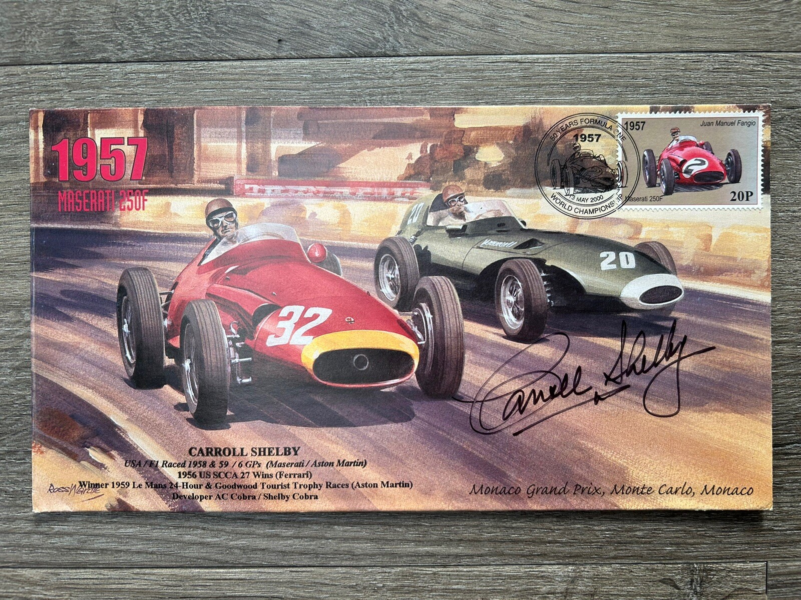 1957 MASERATI 250F & VANWALL VW(57) MONTE CARLO F1 cover signed CARROLL SHELBY