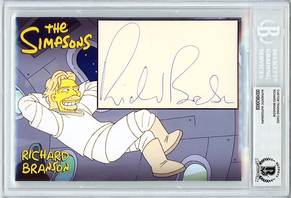 THE SIMPSONS -RICHARD BRANSON- BECKETT Signed/Autograph/Auto 5x7 TV Cartoon Card