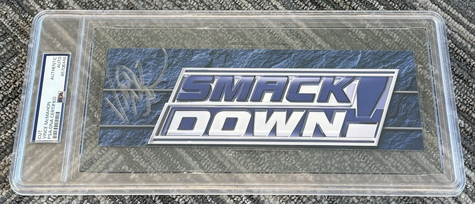 Vince McMahon Signed Autograph 6x3 WWE Smackdown Logo Photo PSA/DNA Encapsulated