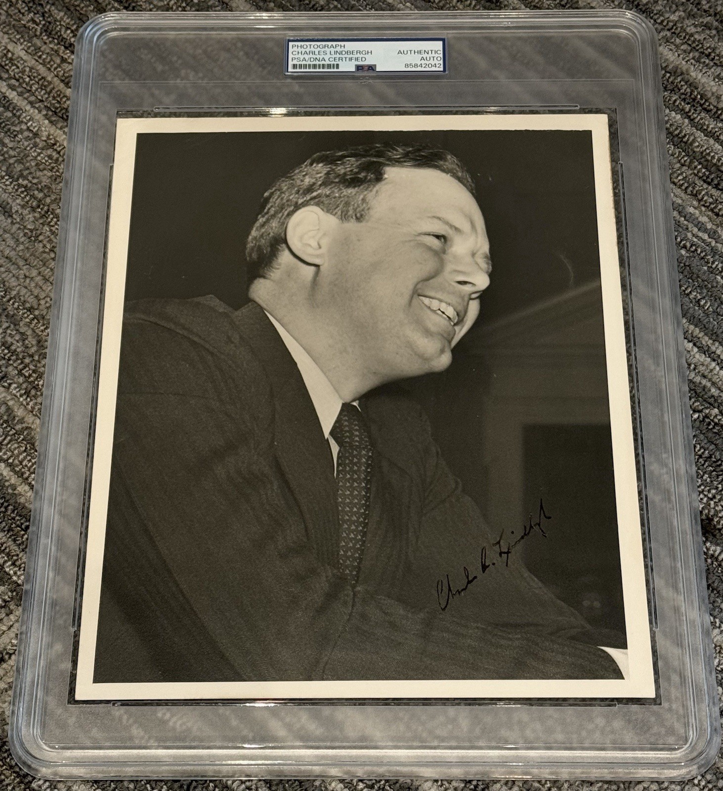 Charles Lindbergh Signed Autograph Vintage 8x10 B&W Photo PSA/DNA Encapsulated