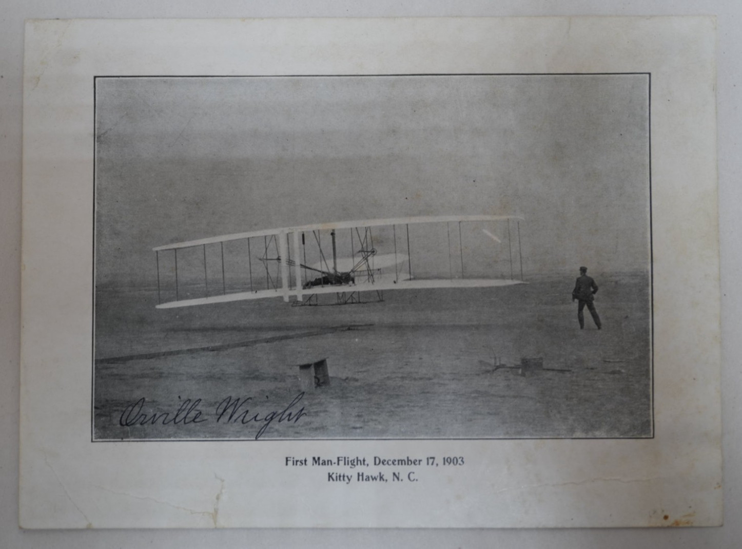 Orville Wright Autographed Postcard Kitty Hawk First Manned Flight 1903 Original