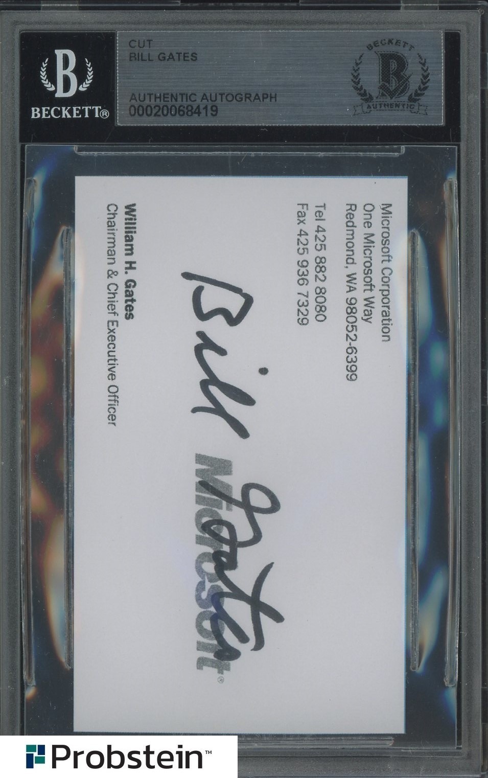Bill Gates Signed Microsoft Business Card BGS BAS Beckett Encapsulated AUTO