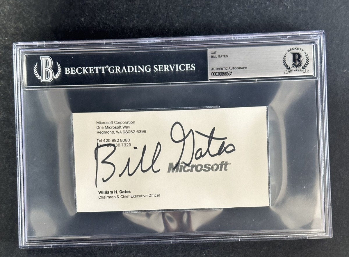 Bill Gates Signed Microsoft 3x6 Jumbo Business Card BGS BAS Encapsulated AUTO